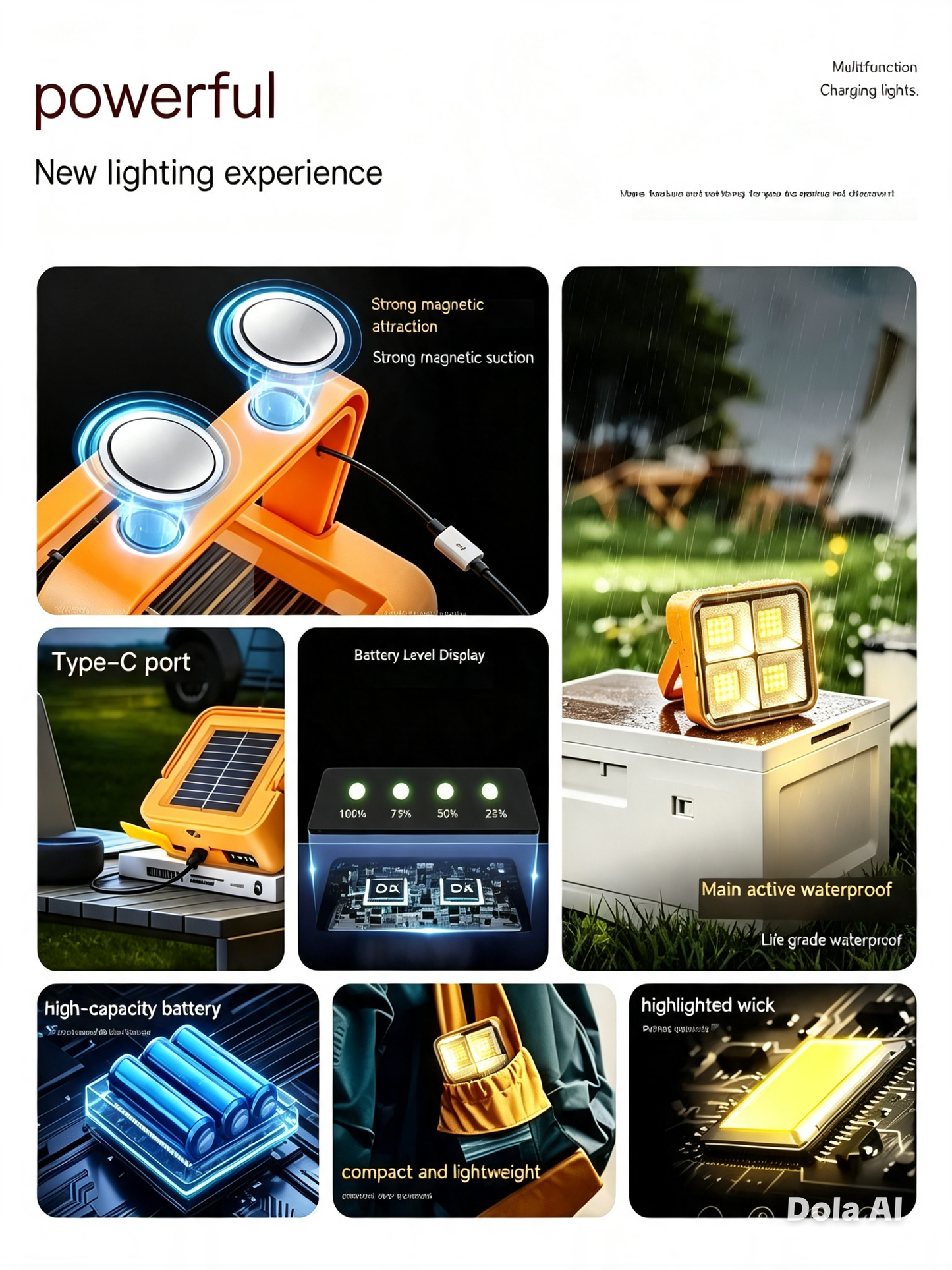 Lámpara Portátil Recargable Solar Para Camping Y Emergencia