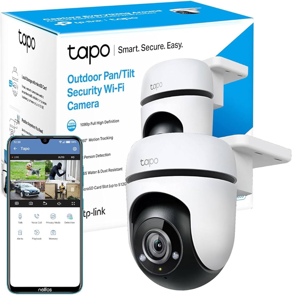Tapo C500 TP Link Cámara inteligente 2MP 1080P Full HD para exteriores con Wifi, audio bidireccional, cobertura de 360 grados, visión nocturna, compatible con Alexa y Google Assistant