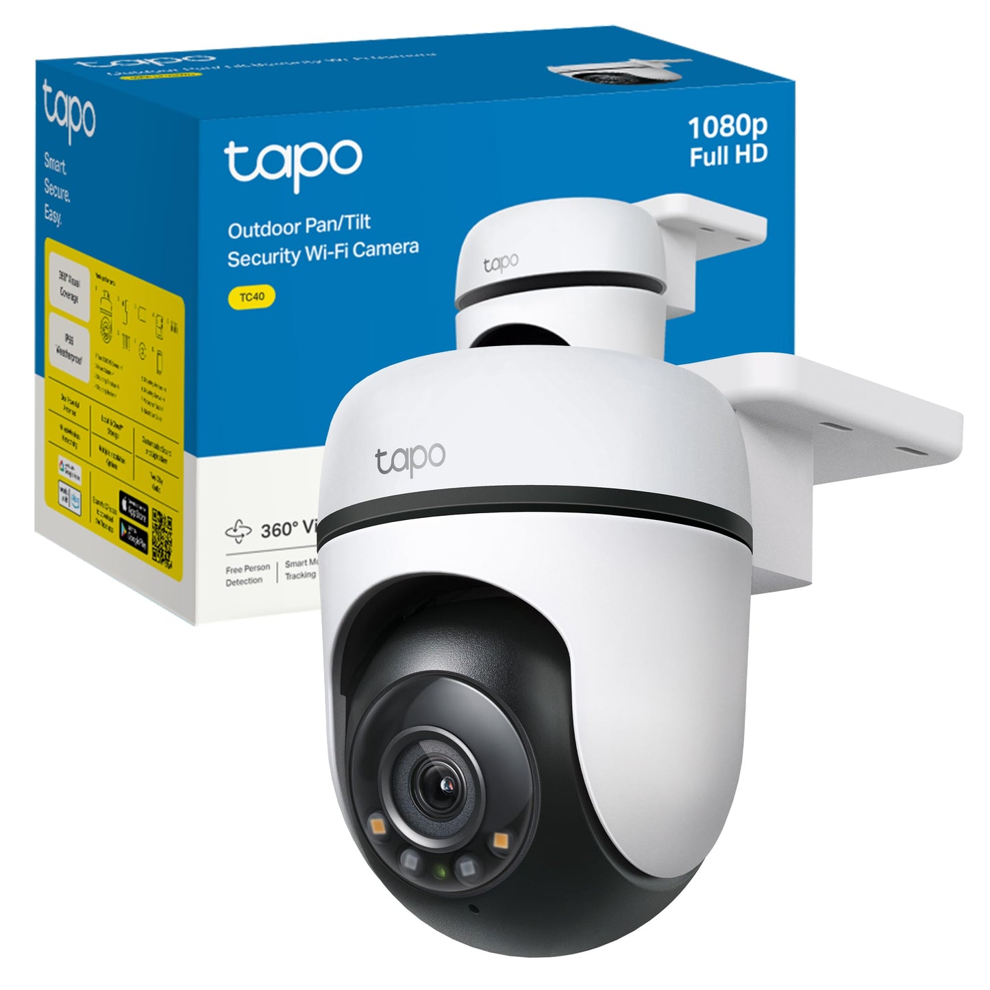Tapo C500 TP Link Cámara inteligente 2MP 1080P Full HD para exteriores con Wifi, audio bidireccional, cobertura de 360 grados, visión nocturna, compatible con Alexa y Google Assistant