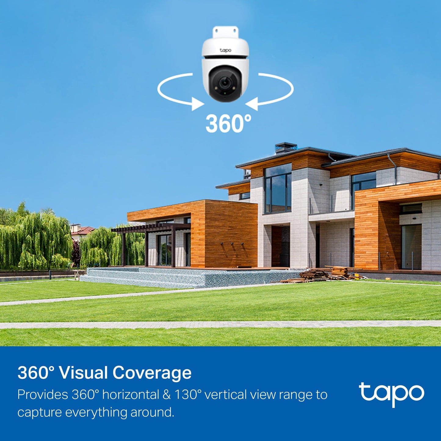 Tapo C500 TP Link Cámara inteligente 2MP 1080P Full HD para exteriores con Wifi, audio bidireccional, cobertura de 360 grados, visión nocturna, compatible con Alexa y Google Assistant