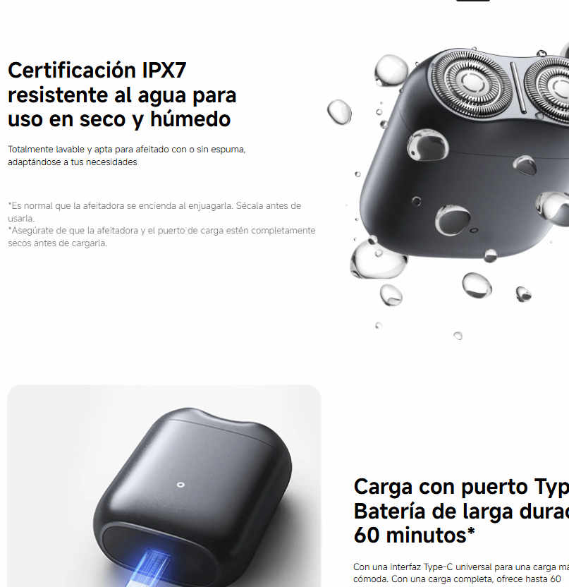 8-Afeitadora Xiaomi Electric Shaver S200 control inteligente que activa automáticamente