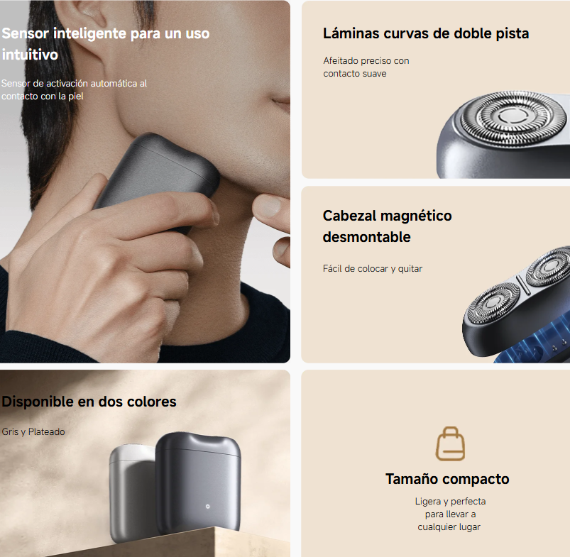 8-Afeitadora Xiaomi Electric Shaver S200 control inteligente que activa automáticamente