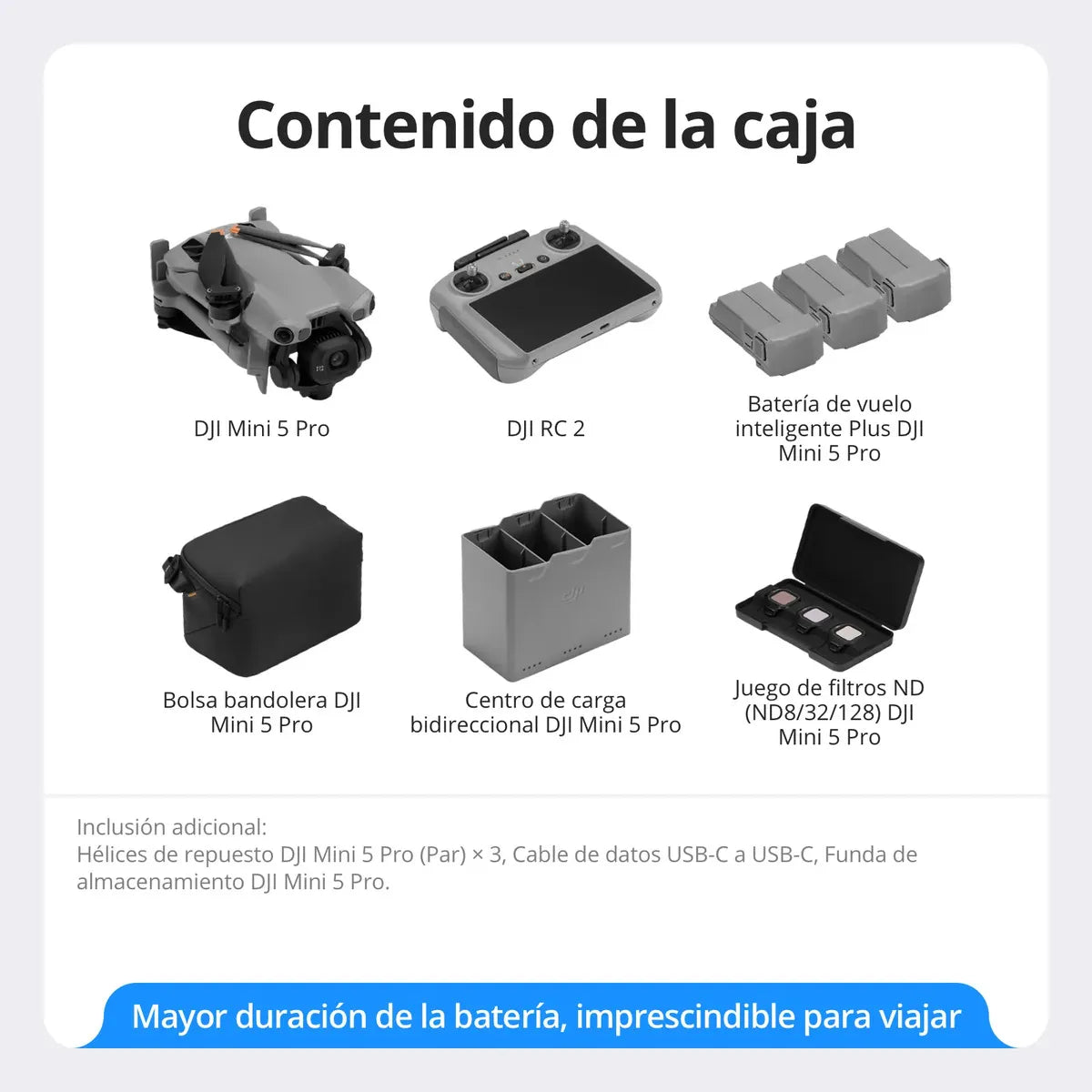 Dron Dji Mini 5 Pro Fly More Combo Plus 4k Con Control Rc2 Gris