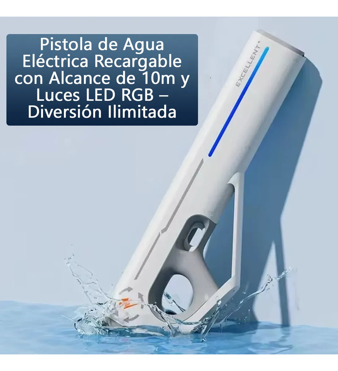 Pistola De Agua Eléctrica Con Luces Potente Chorro De Agua