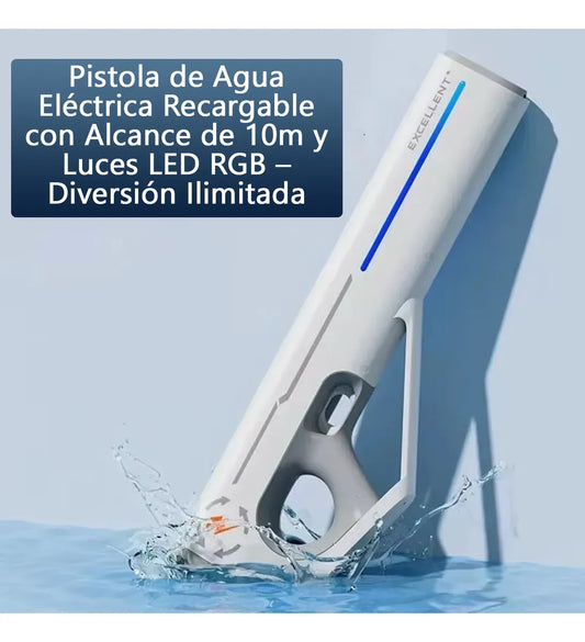 Pistola De Agua Eléctrica Con Luces Potente Chorro De Agua
