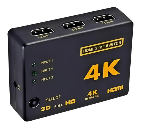 A-Conversor Switch Hdmi 4k 3x1 Splitter Video Alta Calidad Controlremoto