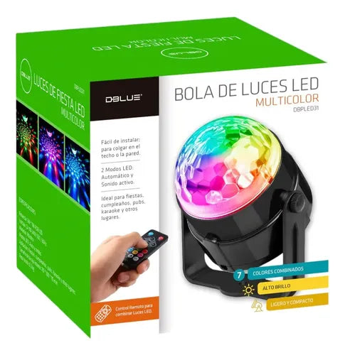 Mini Bola De Luces Led Multicolor Dblue Dbpled31 Control Remoto
