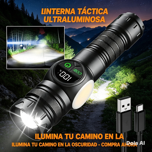 Linterna Táctica Recargable Usb Con Pantalla Digital