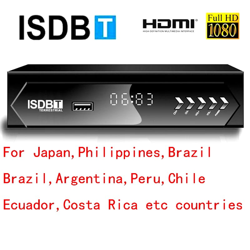 9-Receptor HD FTA ISDB-T Sintonizador de tv Digital isdb-t Receptor de TV terrestre para Chile