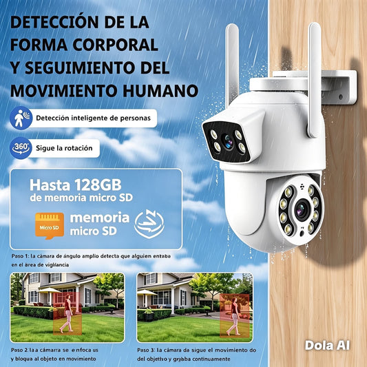 10-Cámara Seguridad Wifi Exterior Doble Visión Giro 360
