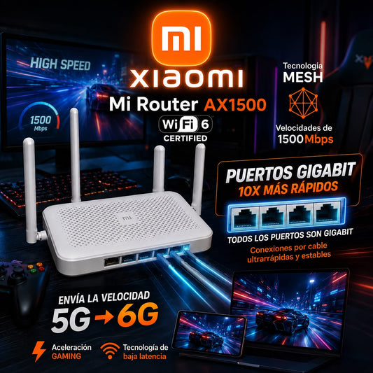 A-Router Xiaomi Original Wi-Fi 6 de 5GHz (Puertos Gigabit Ethernet)