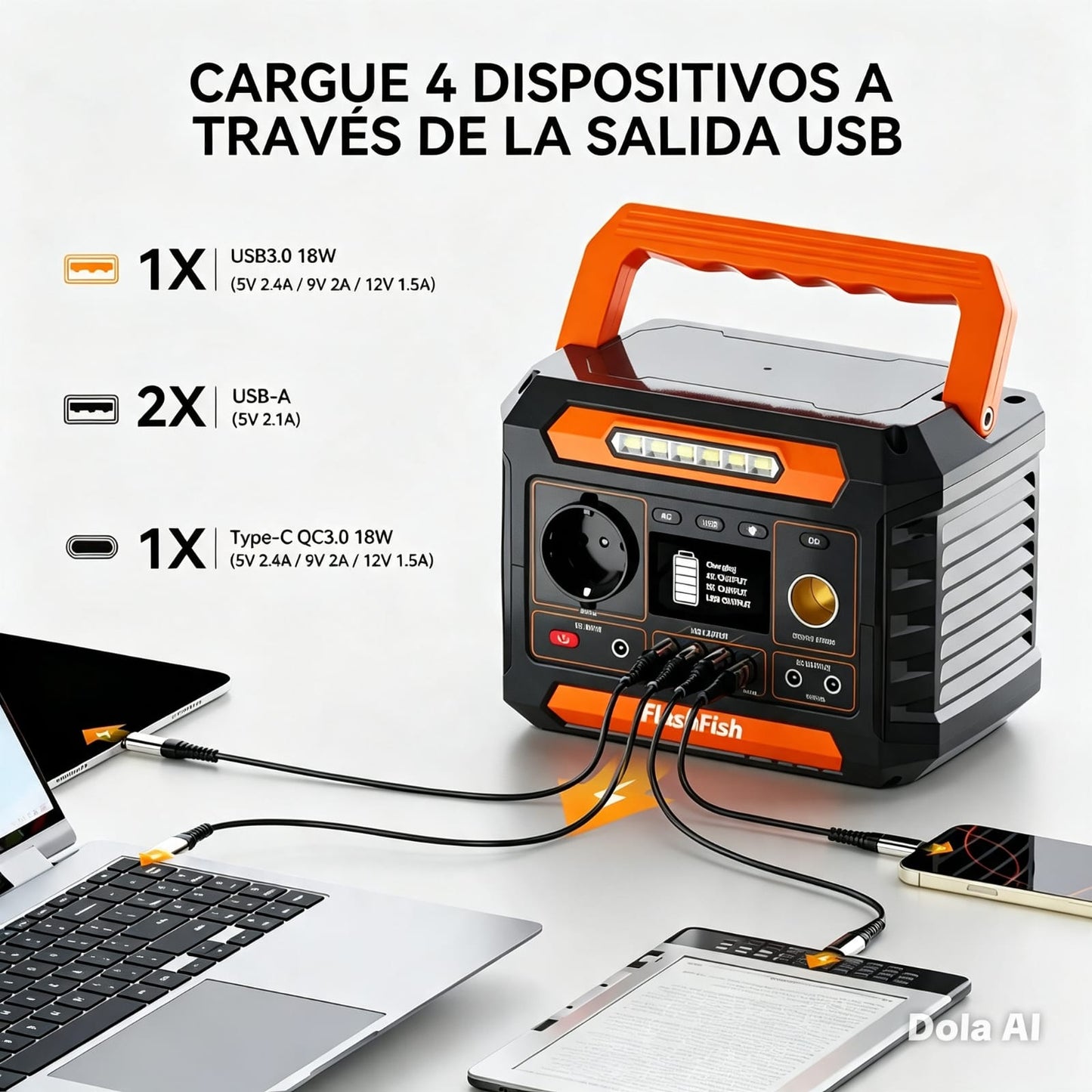 Estación De Energía Portátil Flashfish P66 230Wh 300W , Generador Solar Para Camping, CPAP, Hogar, Emergencias Y Cortes De Luz
