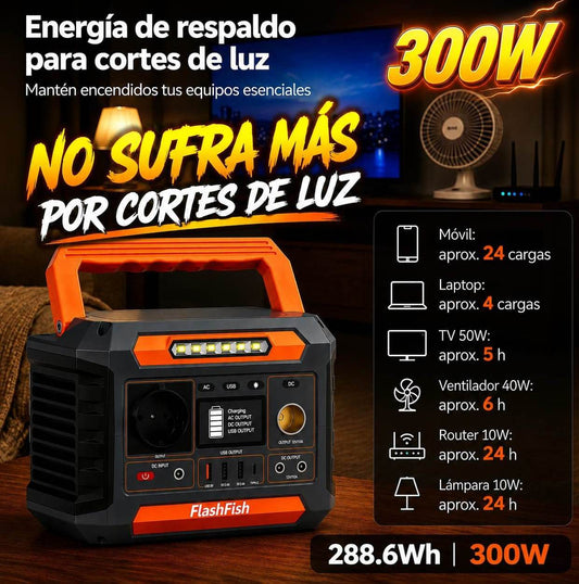 Estación De Energía Portátil Flashfish P66 230Wh 300W , Generador Solar Para Camping, CPAP, Hogar, Emergencias Y Cortes De Luz